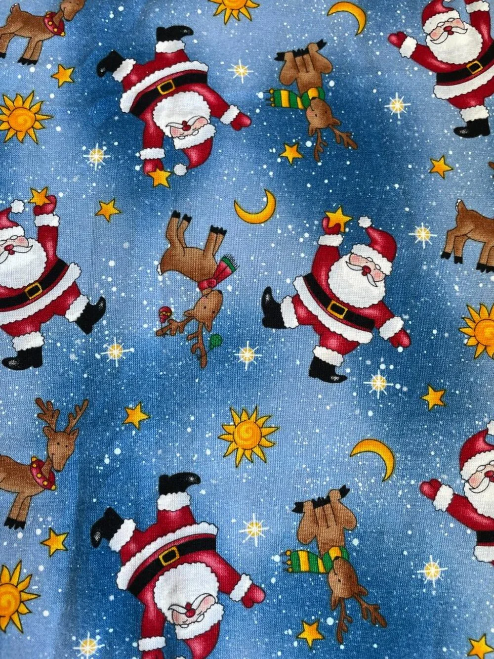 2y x 42” Vintage Santa Christmas Print Multicolor Cotton Fabric Odd Shape